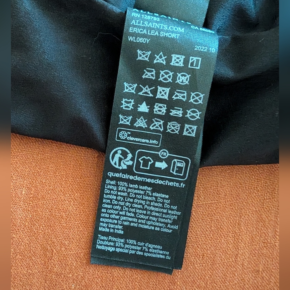 NEW All Saints Real Leather Shorts with Belt - Picture 6 of 10